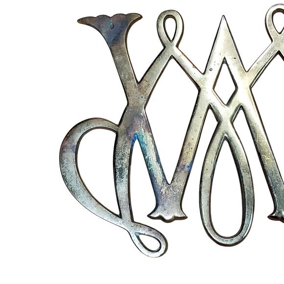 Vintage Williamsburg William and Mary Cypher Trivet Brass Kitchen Decor 8" x 6" - Picture 5 of 6